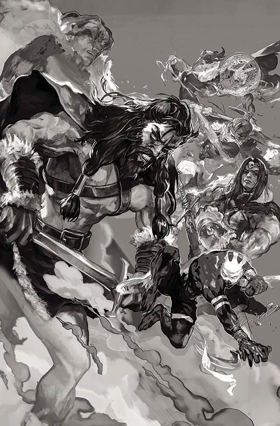 Mighty Barbarians #5 Cover I Incentive Sunghan Yune Black & White Cover