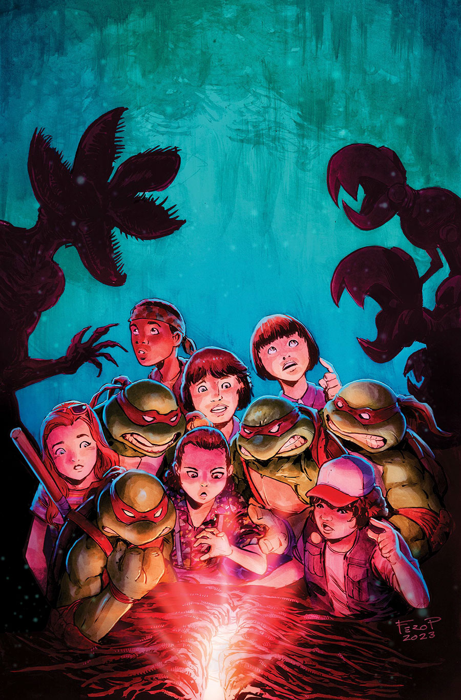 Teenage Mutant Ninja Turtles x Stranger Things #2 Cover E Incentive Fero Pe Virgin Cover