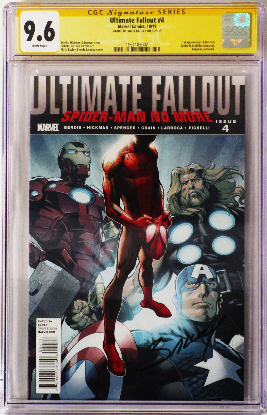 Ultimate Comics Fallout #4 Cover K 1st Ptg Regular Mark Bagley Cover CGC Signature Series 9.6 Signed by Mark Bagley (Death Of Spider-Man Tie-In)