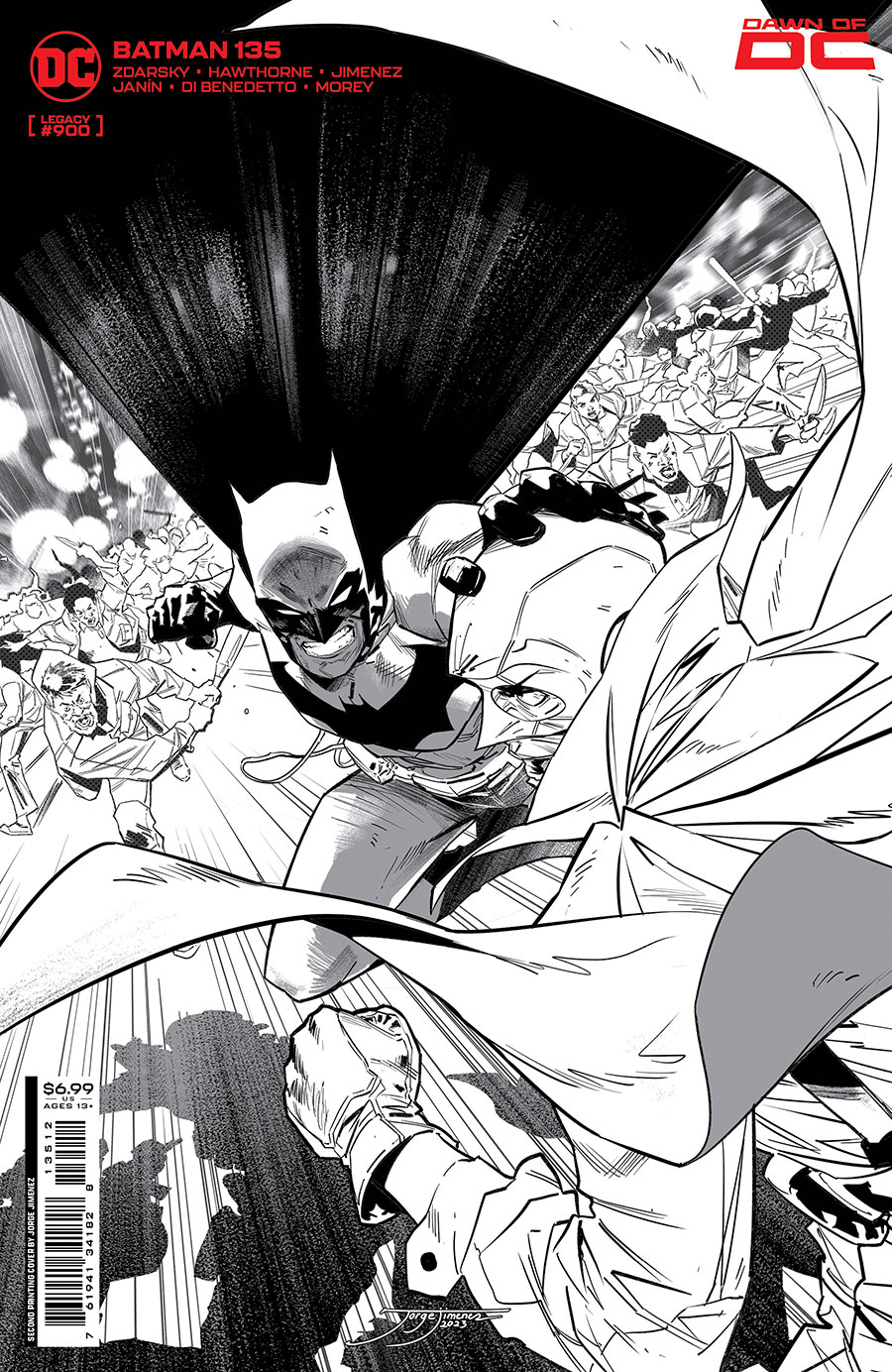 Batman Vol 3 #135 Cover L 2nd Ptg Jorge Jimenez Black & White Variant Cover (#900)
