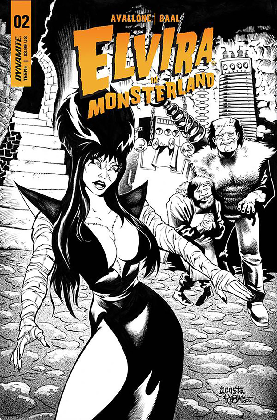 Elvira In Monsterland #2 Cover K Incentive Dave Acosta Black & White Cover