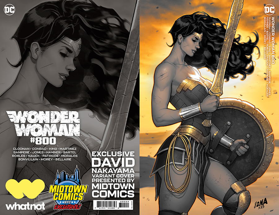 Wonder Woman Vol 5 #800  Midtown Exclusive David Nakayama Black & White & Gold Minimal Dress Variant