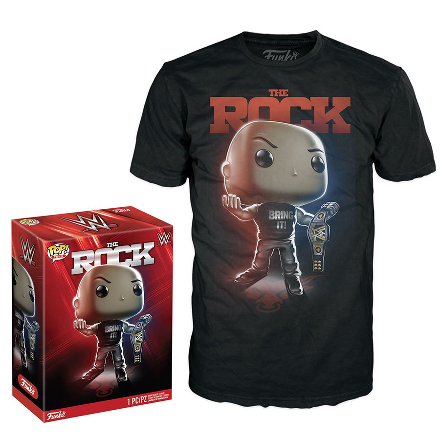 POP Boxed Tee WWE The Rock With Belt T-Shirt Large