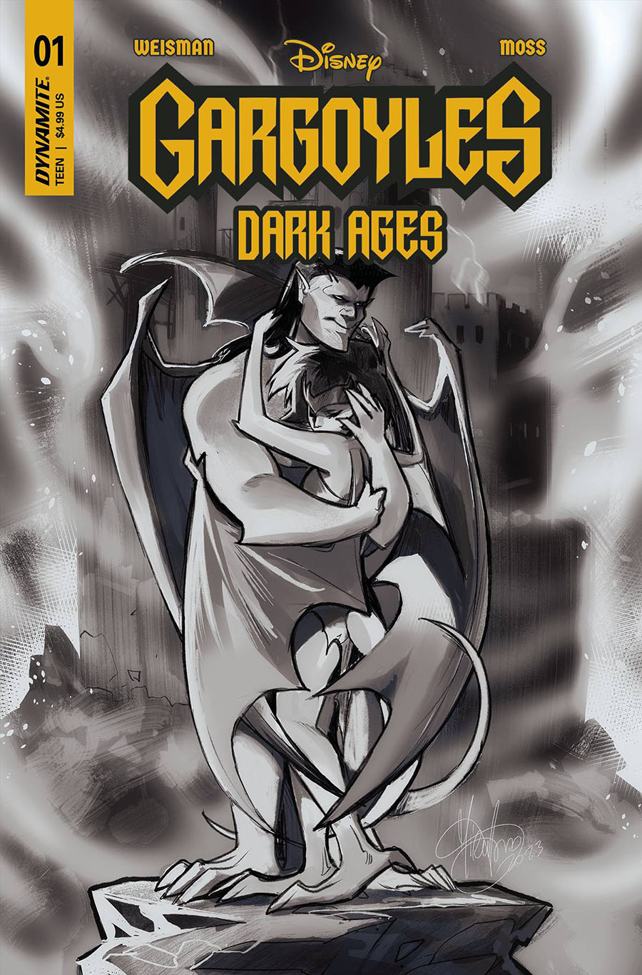 Gargoyles Dark Ages #1 Cover Z-A Incentive Mirka Andolfo Black & White Cover