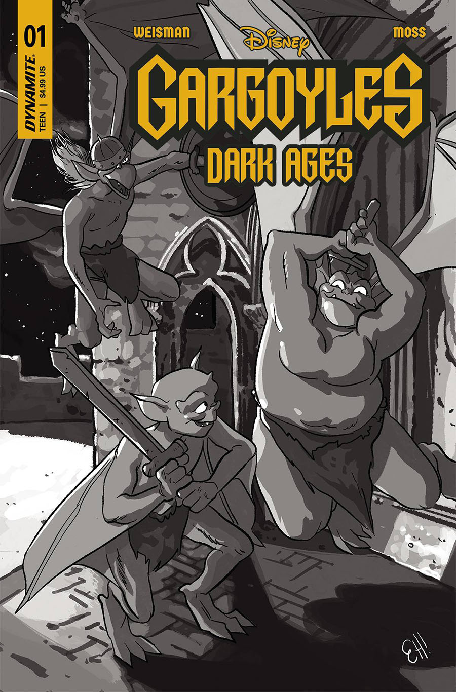 Gargoyles Dark Ages #1 Cover Z-C Incentive Erica Henderson Black & White Cover