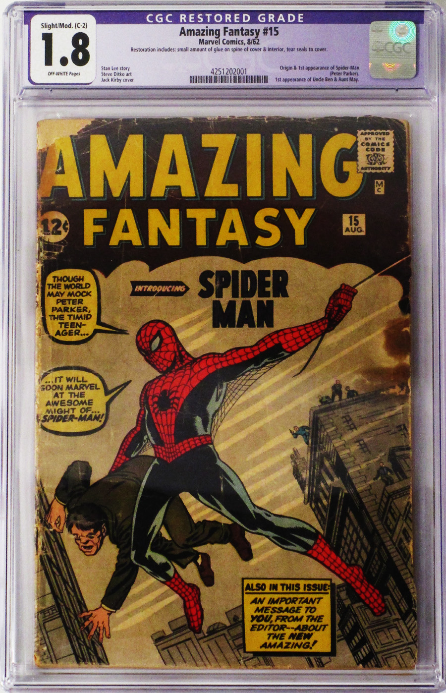 Amazing Fantasy #15 Cover K CGC Restored 1.8