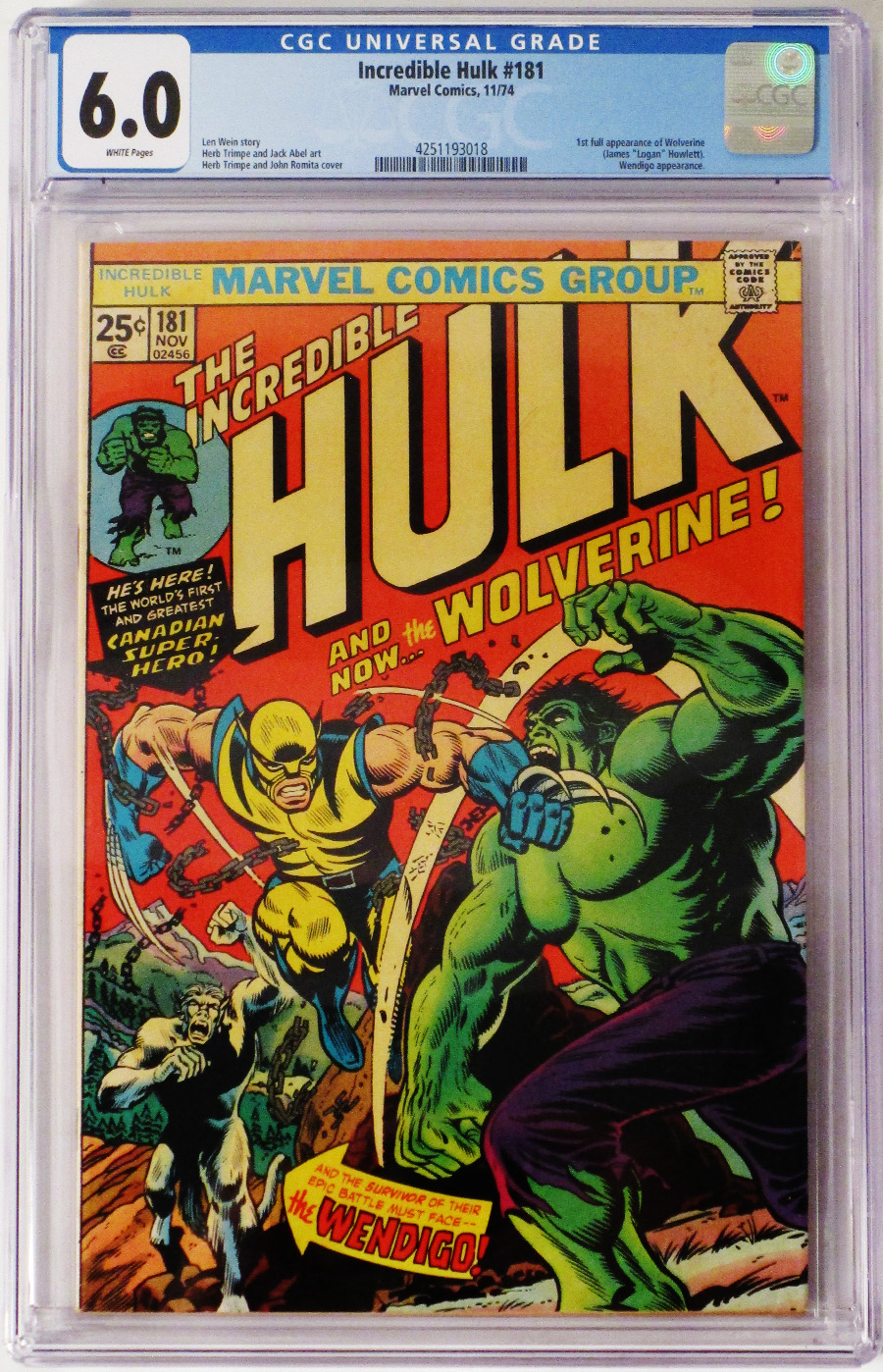 Incredible Hulk #181 Cover I CGC Graded 6.0