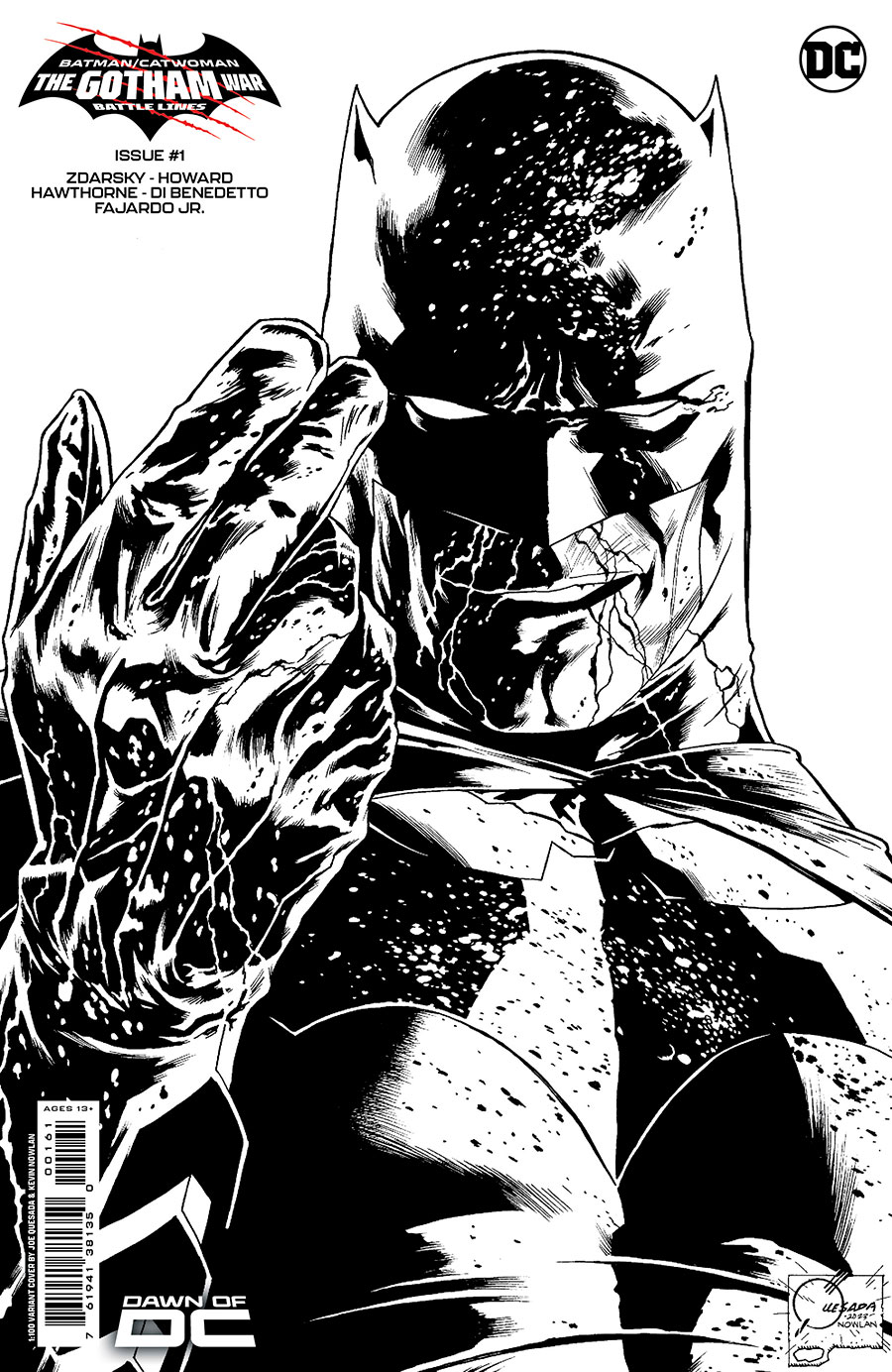 Batman Catwoman The Gotham War Battle Lines #1 (One Shot) Cover H Incentive Joe Quesada Black & White Card Stock Variant Cover (The Gotham War Part 1)