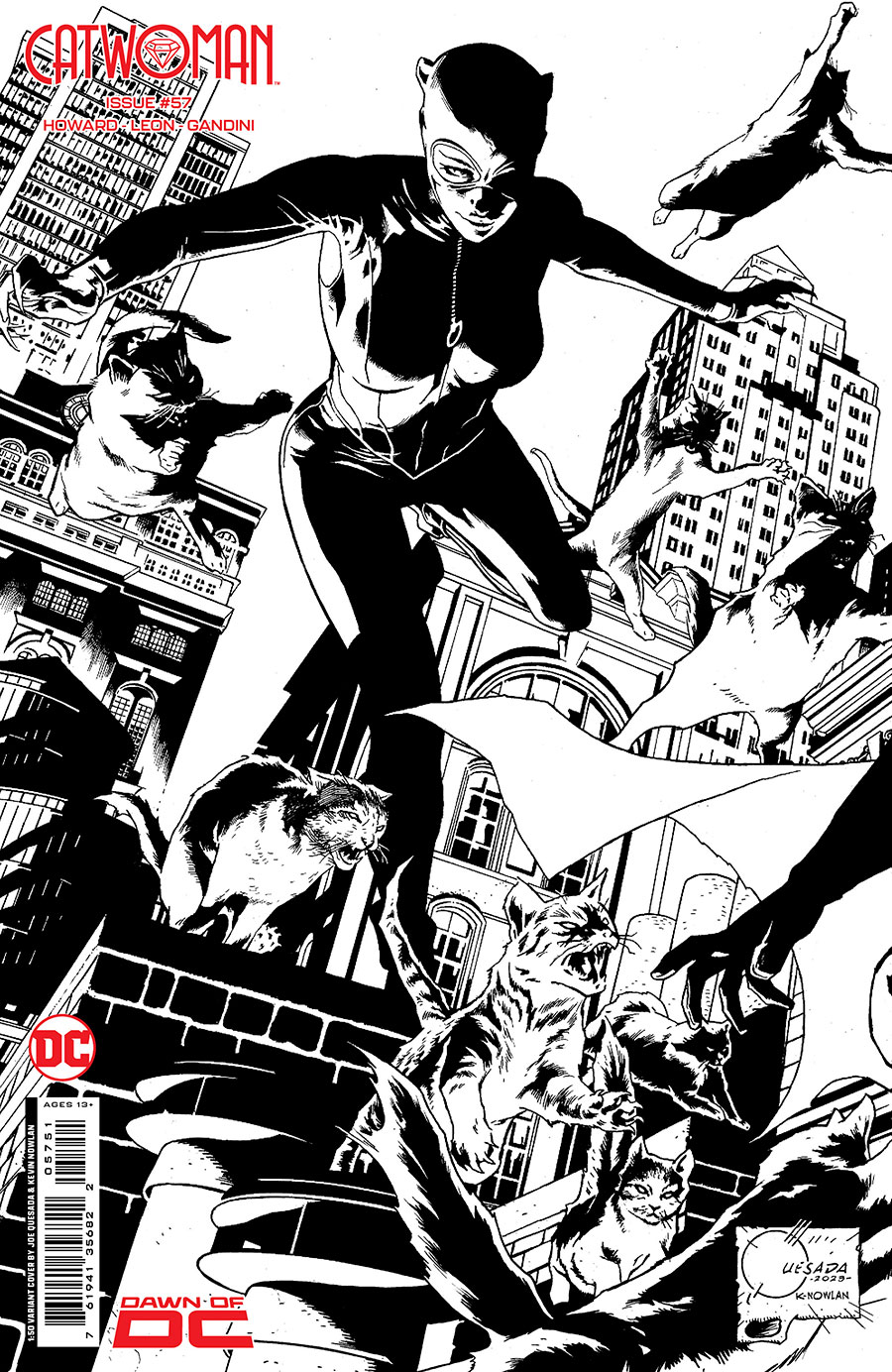 Catwoman Vol 5 #57 Cover F Incentive Joe Quesada Connecting Black & White Card Stock Variant Cover (The Gotham War Part 3)