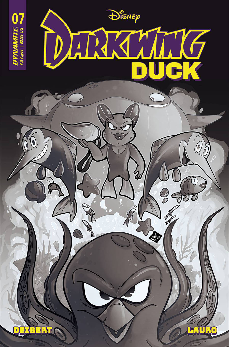 Darkwing Duck Vol 3 #7 Cover T Incentive Ciro Cangialosi Black & White Cover