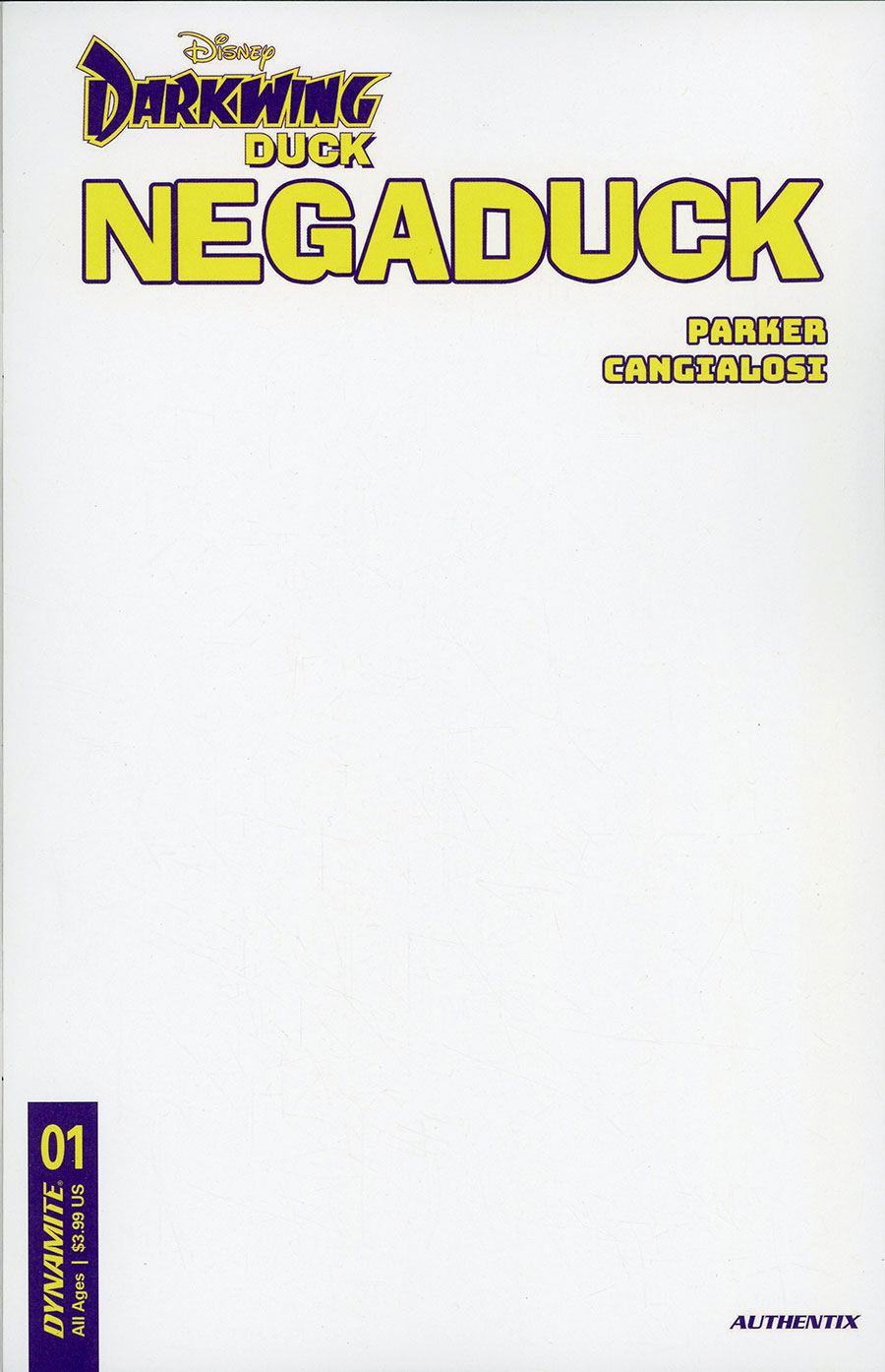 Darkwing Duck Negaduck #1 Cover F Variant Blank Authentix Cover