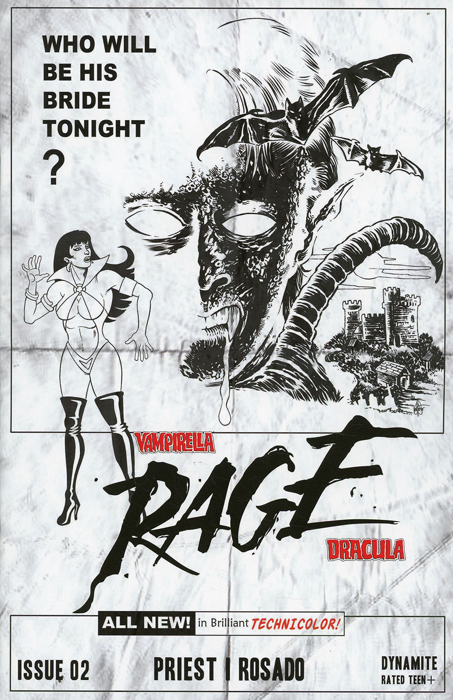 Vampirella Dracula Rage #2 Cover G Incentive Ken Haeser Black & White Cover