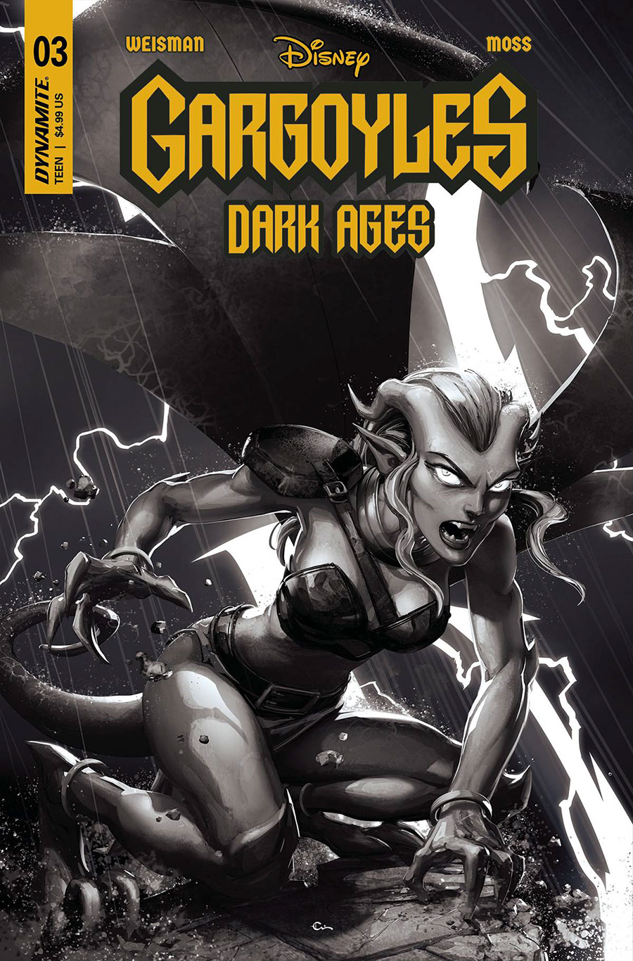 Gargoyles Dark Ages #3 Cover H Incentive Clayton Crain Black & White Cover