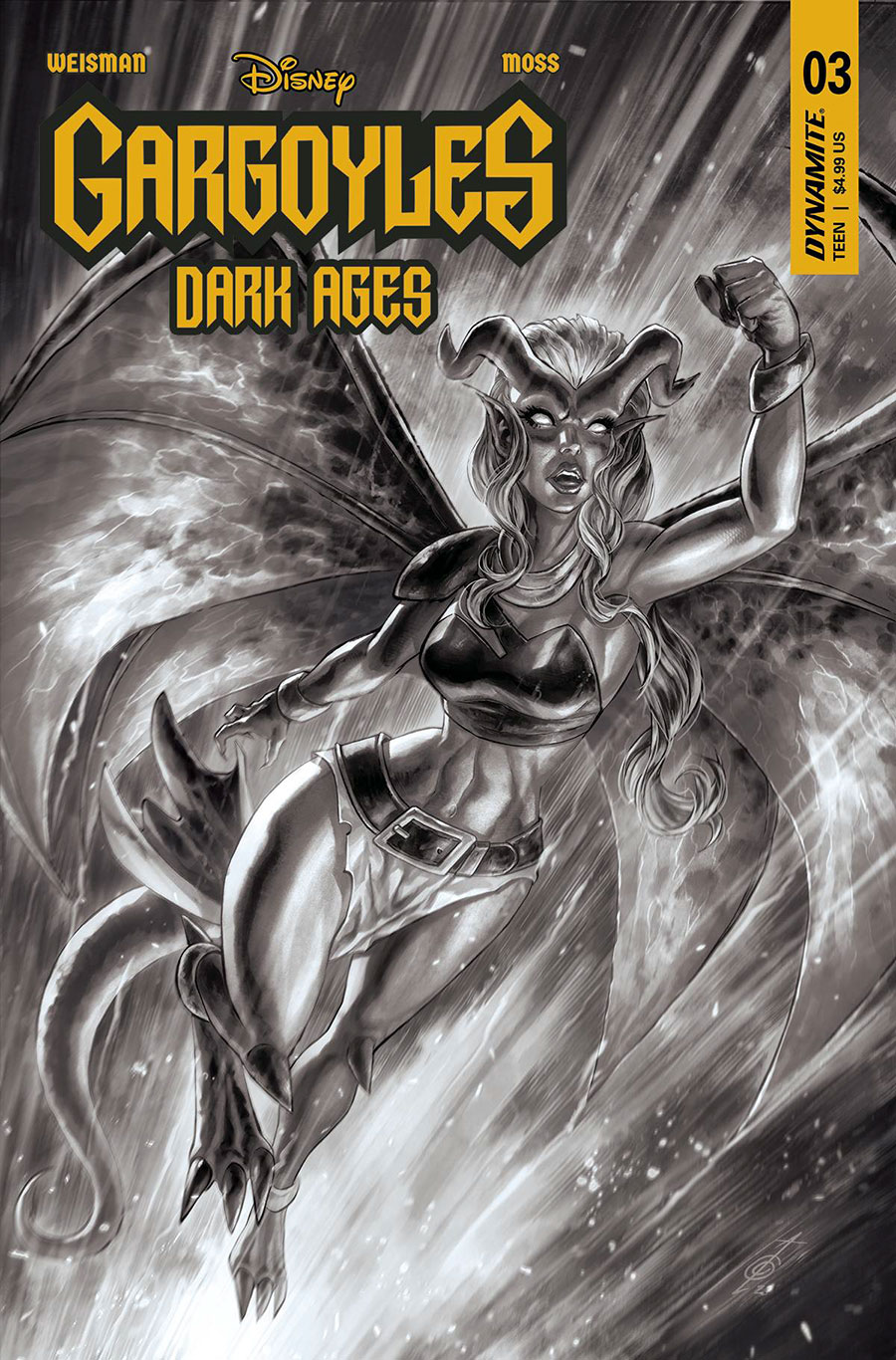 Gargoyles Dark Ages #3 Cover I Incentive Alan Quah Black & White Cover
