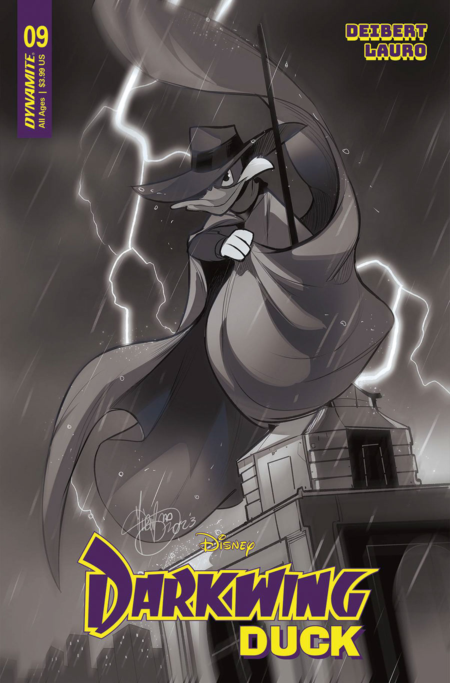 Darkwing Duck Vol 3 #9 Cover I Incentive Mirka Andolfo Black & White Cover