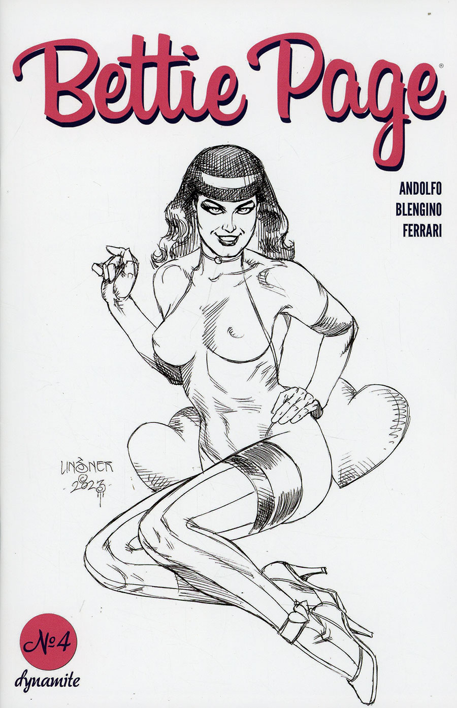 Bettie Page Vol 4 #4 Cover F Incentive Joseph Michael Linsner Line Art Cover