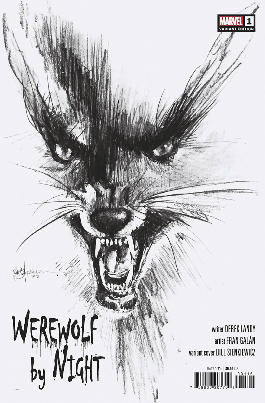 Werewolf By Night (One Shot) #1 Cover D Incentive Bill Sienkiewicz Black & White Hidden Gem Variant Cover