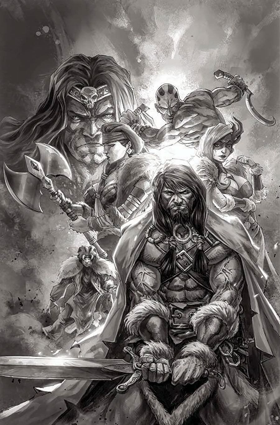 Mighty Barbarians #6 Cover I Incentive Alan Quah Black & White Cover