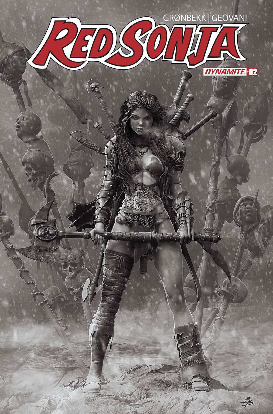 Red Sonja Vol 10 #2 Cover Z-E Incentive Bjorn Barends Black & White Cover