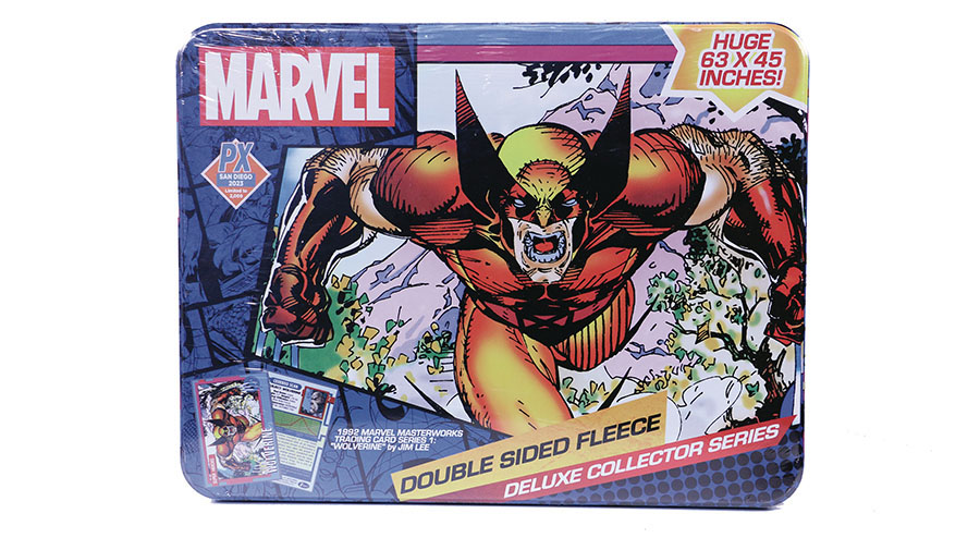 Marvel Wolverine Trading Card SDCC 2023 Previews Exclusive Deluxe Fleece Blanket Tin