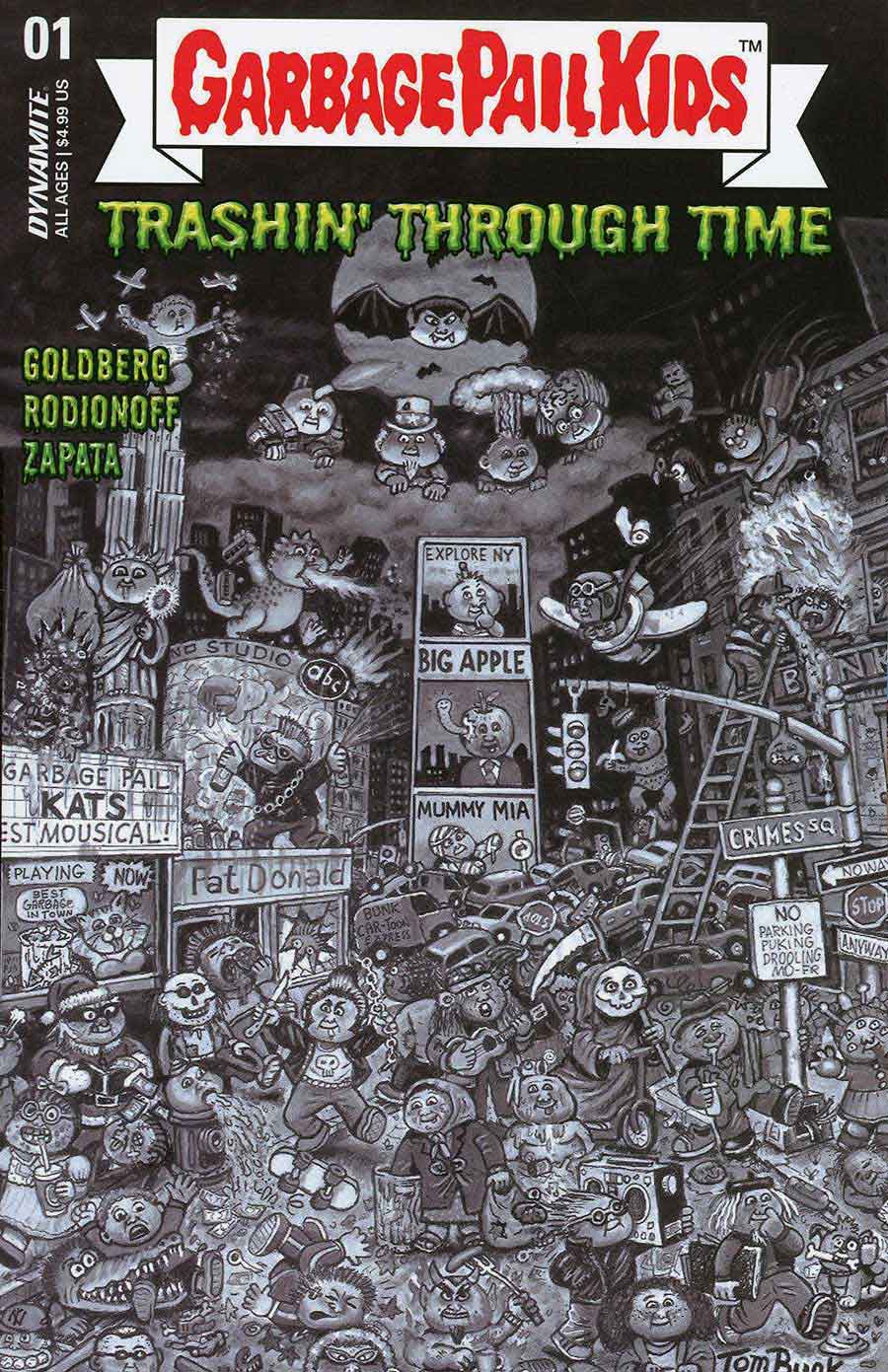 Garbage Pail Kids Trashin Through Time #1 Cover F Incentive Tom Bunk Black & White Cover