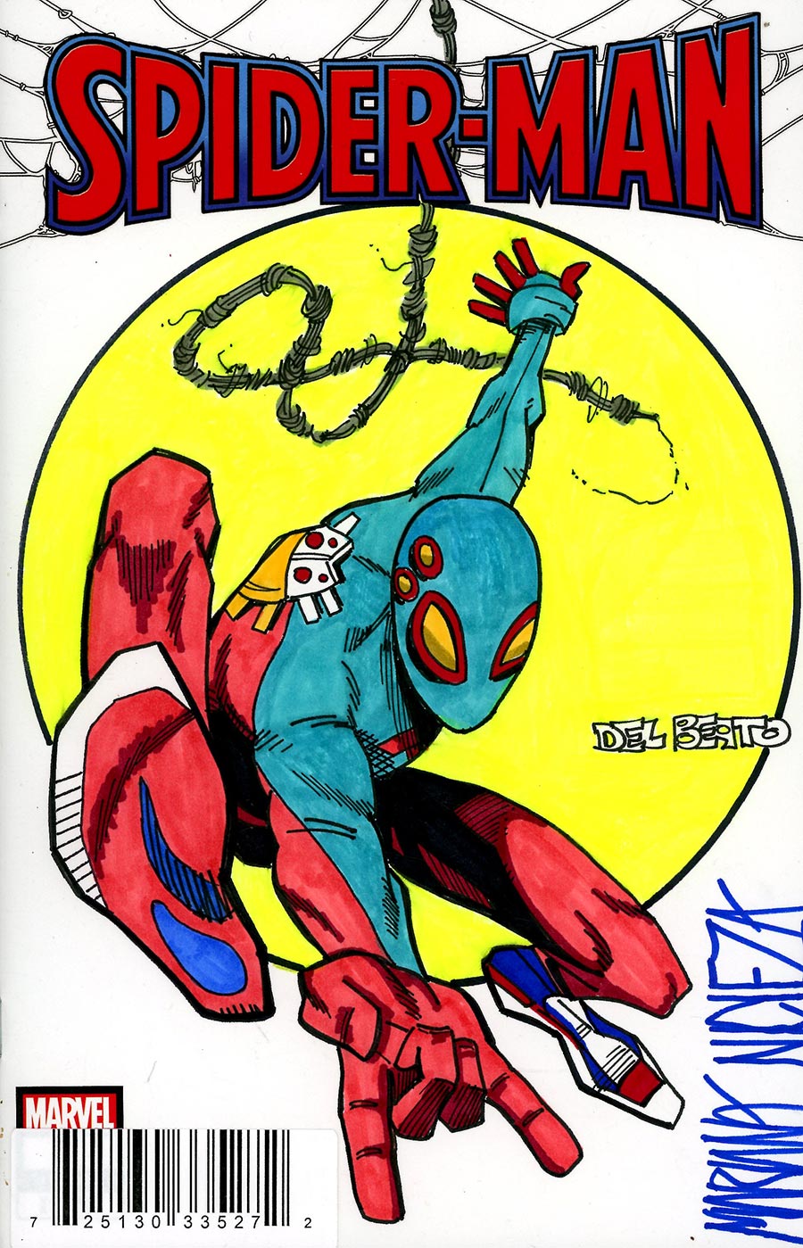 Marvel Comics Commissioned Cover Art Signed & Remarked By Mariano Nicieza & Joe DelBeato With A Spider-Boy Todd McFarlane Homage Hand-Drawn Sketch