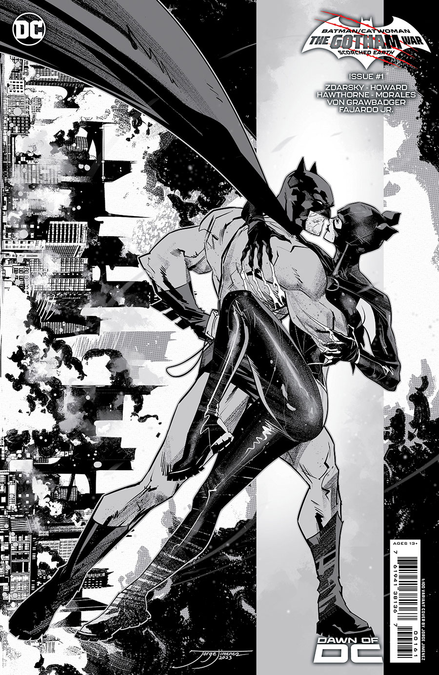 Batman Catwoman The Gotham War Scorched Earth #1 (One Shot) Cover G Incentive Jorge Jimenez Black & White Card Stock Cover (The Gotham War Part 6)