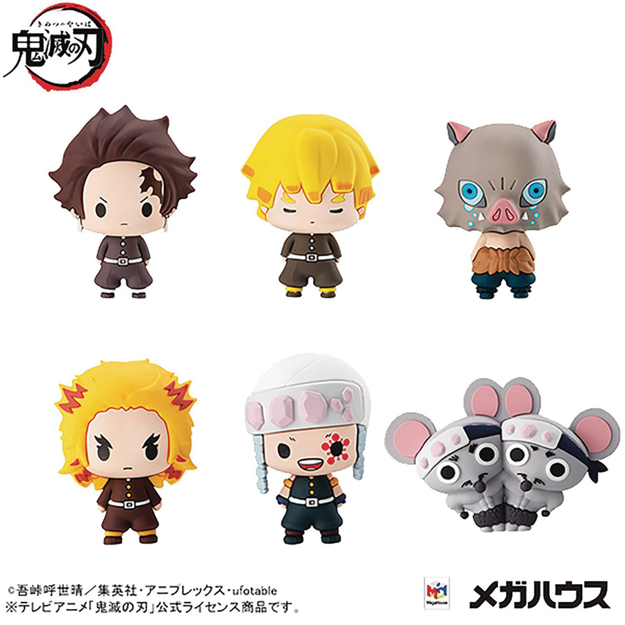 Demon Slayer Kimetsu No Yaiba Chokorin Mascot Figure Series 4 Blind Mystery Box 6-Piece Display