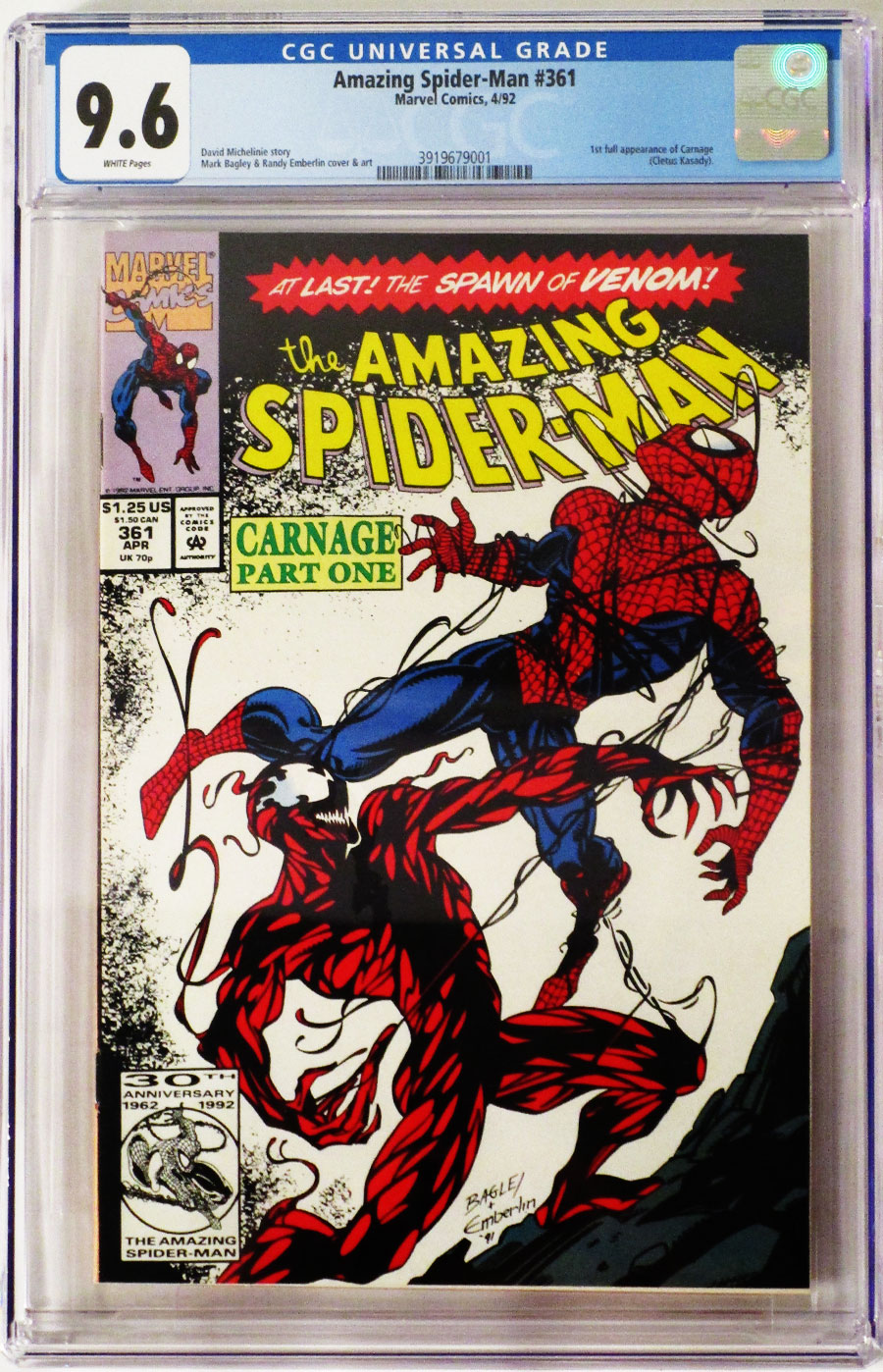 Amazing Spider-Man #361 Cover F 1st Ptg CGC 9.6