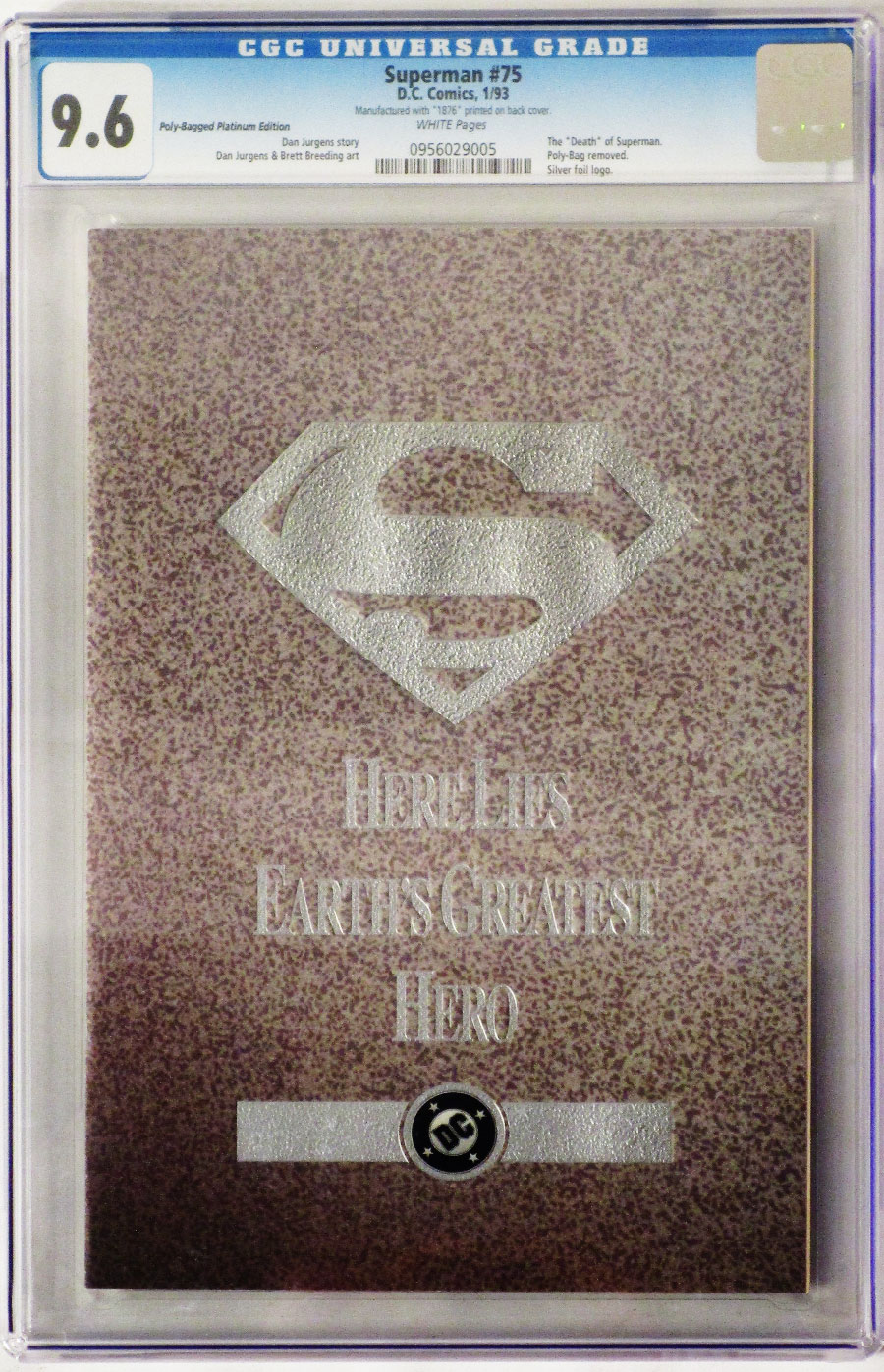 Superman Vol 2 #75 Cover N Platinum Edition CGC 9.6