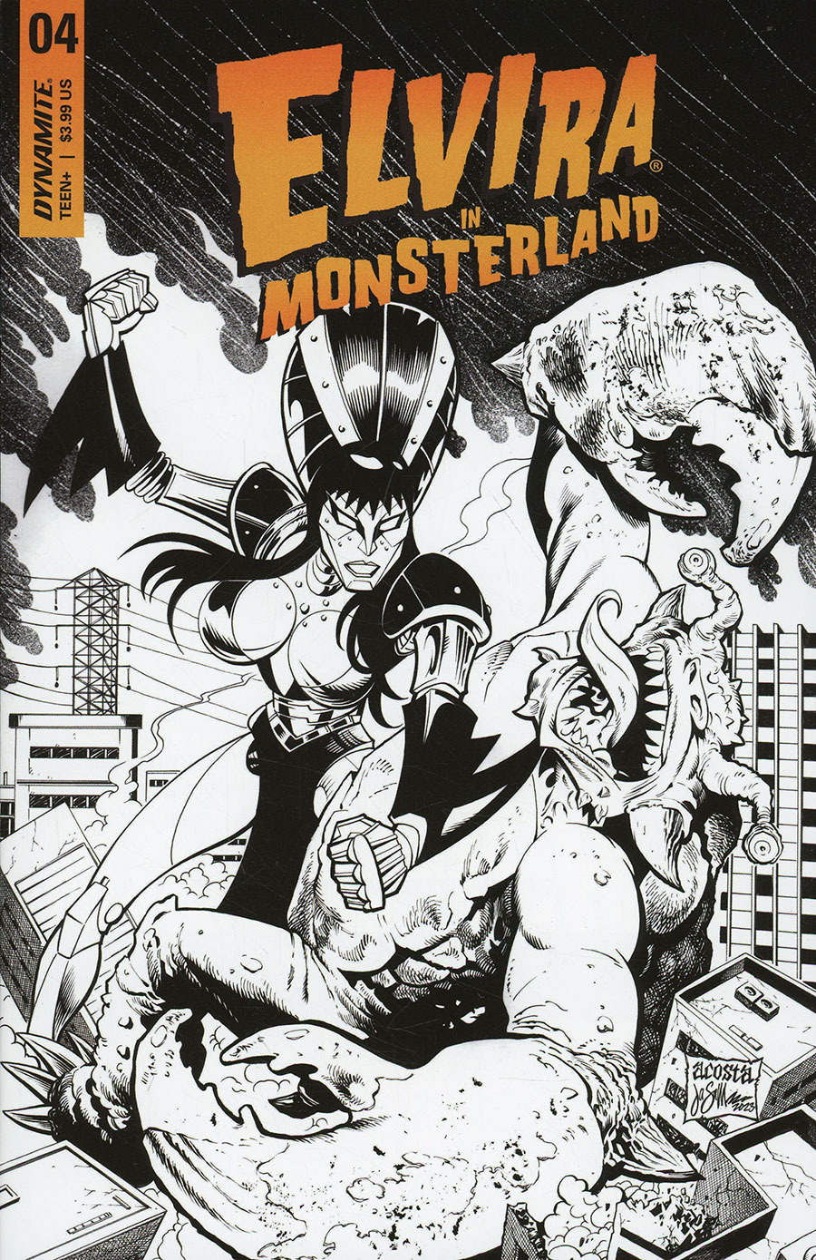 Elvira In Monsterland #4 Cover K Incentive Dave Acosta Black & White Cover