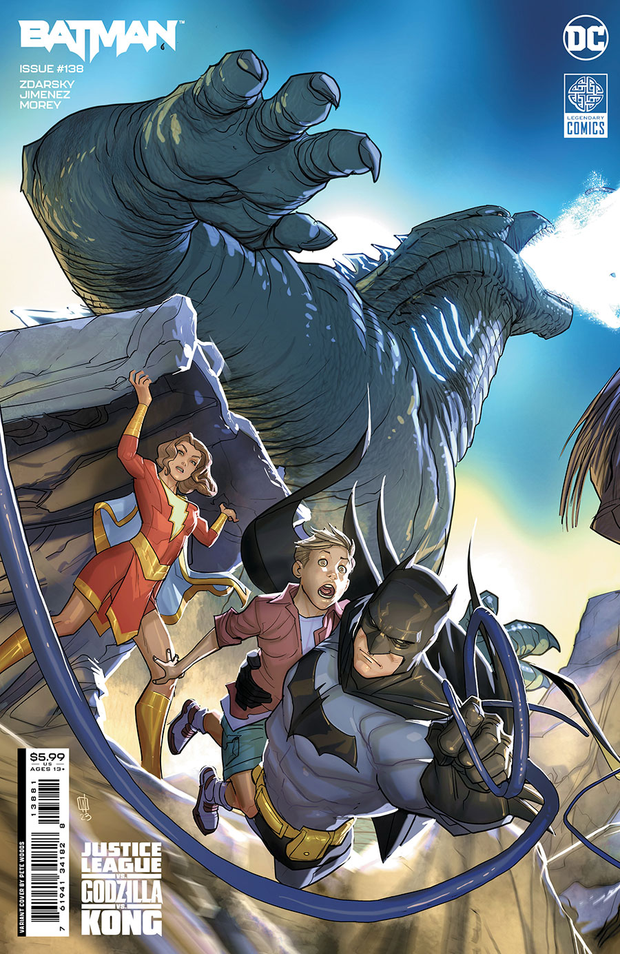 Batman Vol 3 #138 Cover E Variant Pete Woods Justice League vs Godzilla vs Kong Connecting Card Stock Cover (The Gotham War Part 4)