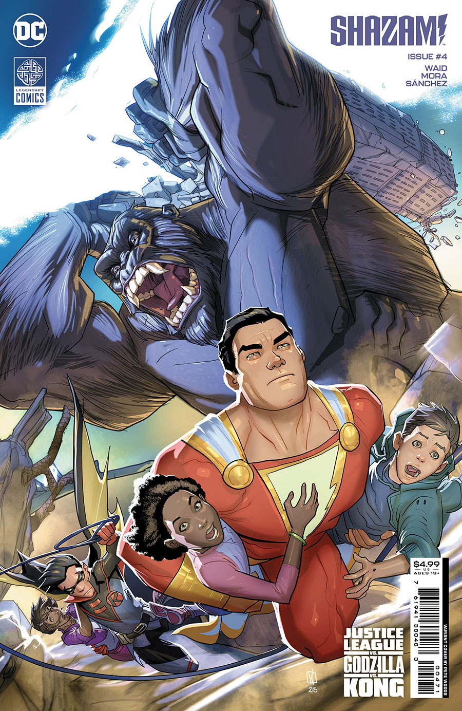 SHAZAM Vol 4 #4 Cover E Variant Pete Woods Justice League vs Godzilla vs Kong Connecting Card Stock Cover