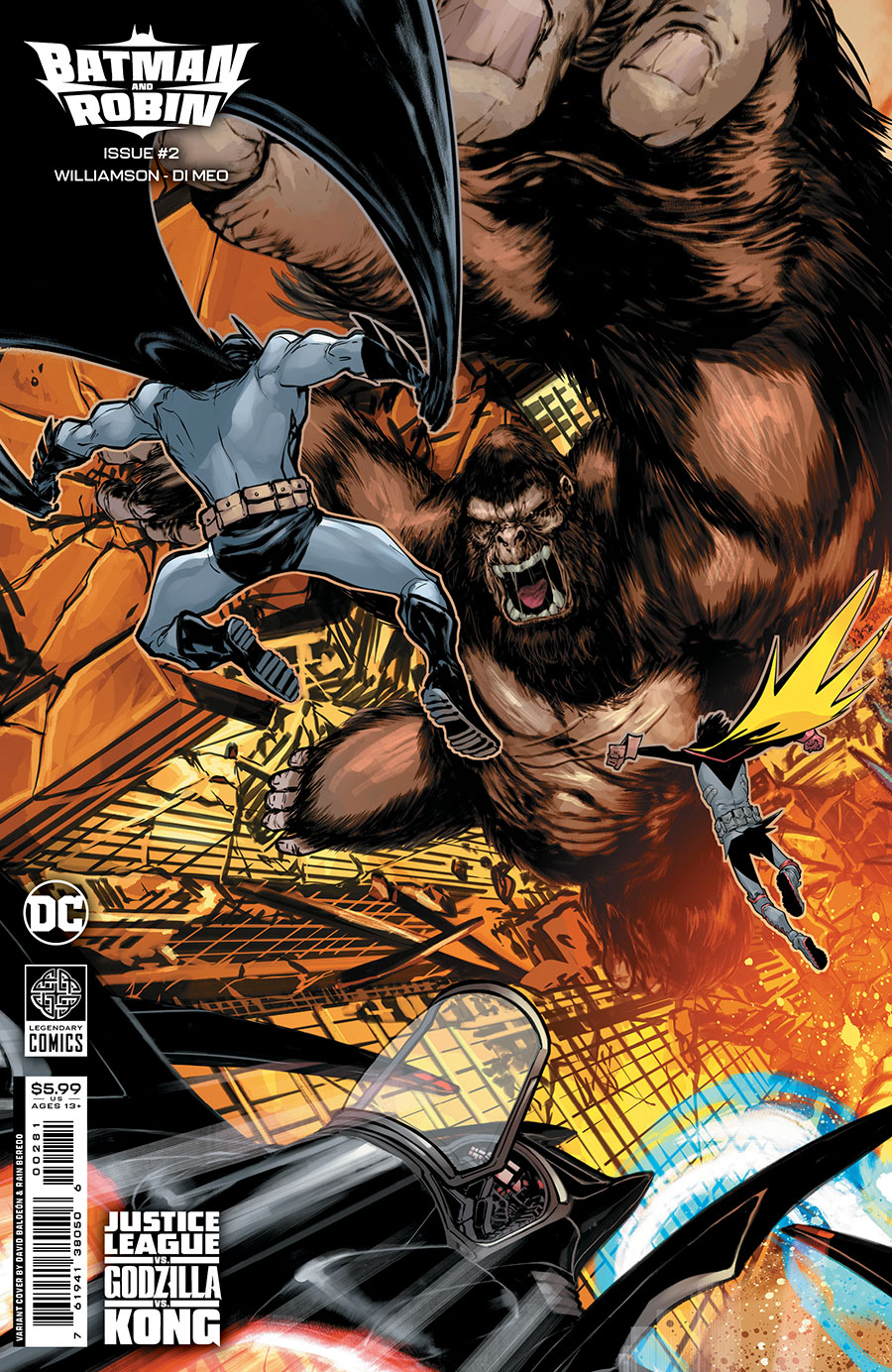 Batman And Robin Vol 3 #2 Cover E Variant David Baldeon Justice League vs Godzilla vs Kong Connecting Card Stock Cover