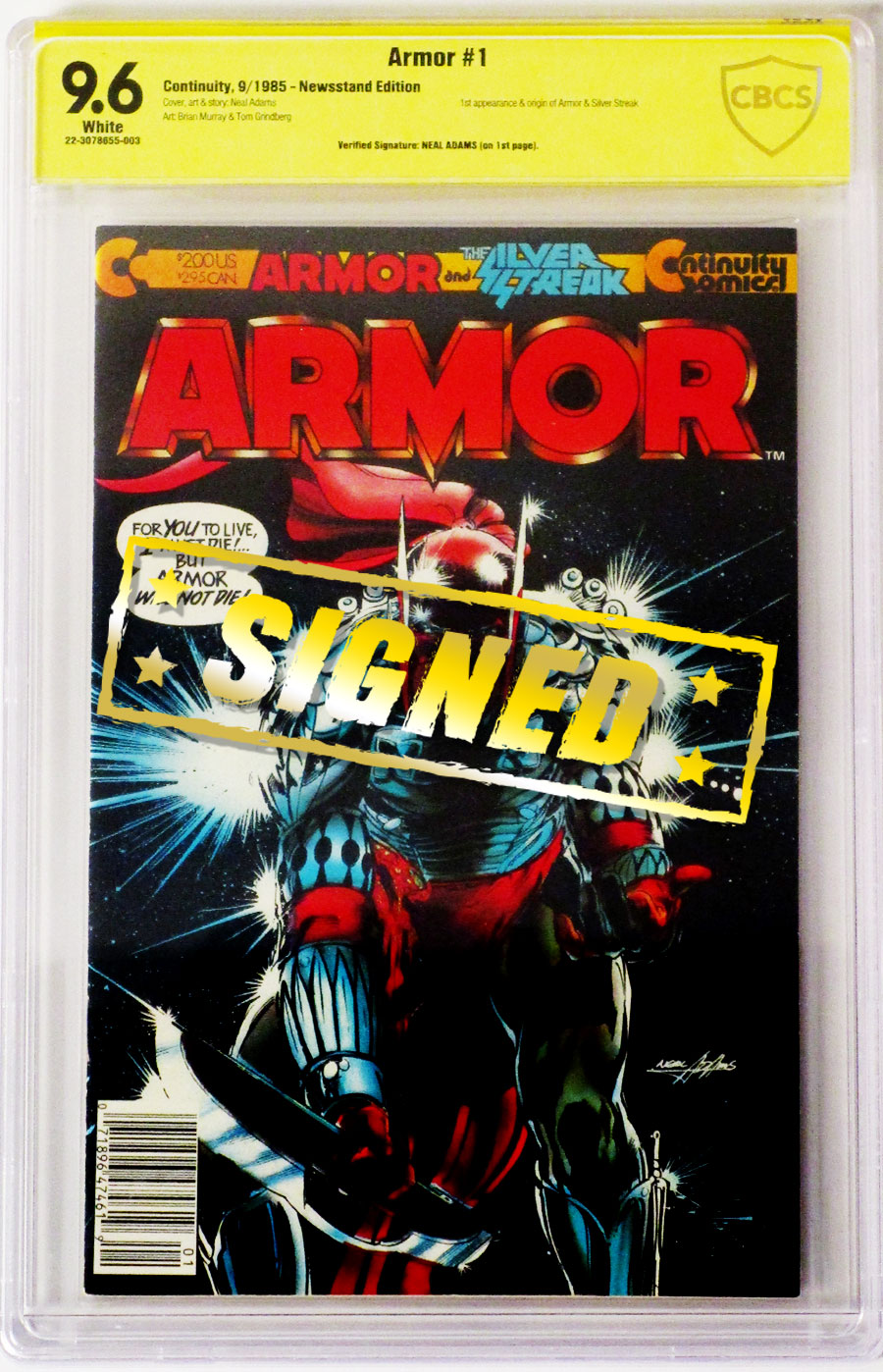 Armor (And The Silver Streak) #1 Cover B Signed By Neal Adams CBCS 9.6