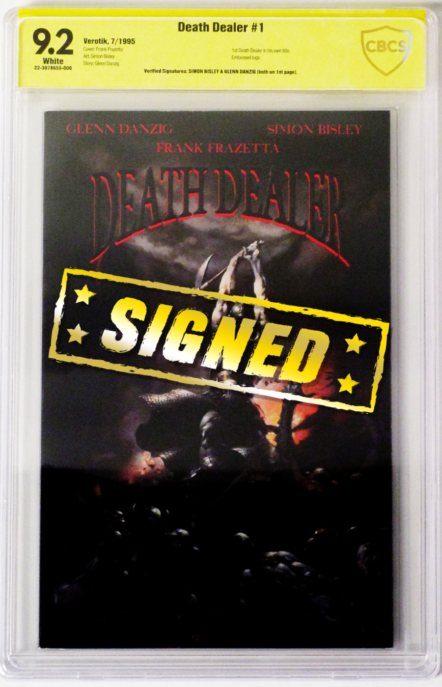 Death Dealer (Verotik) #1 Cover C 1st Ptg Signed By Simon Bisley And Glenn Danzig CBCS 9.2