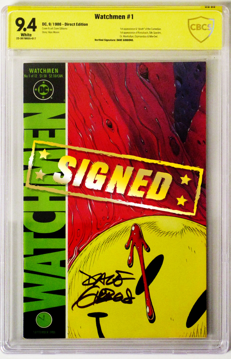 Watchmen #1 Cover D Signed By Dave Gibbons CBCS 9.4