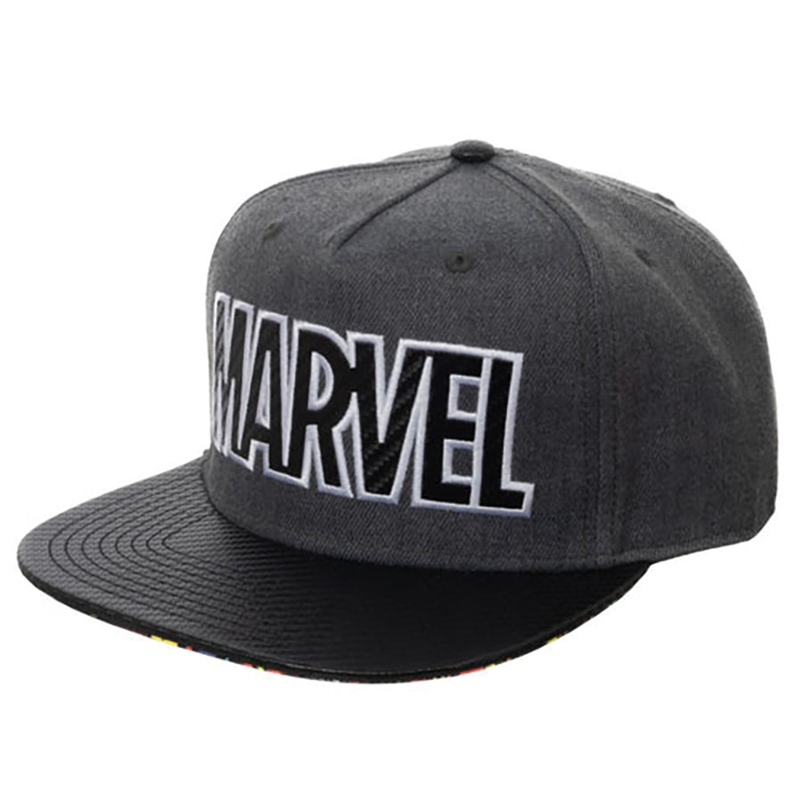 Marvel Logo Carbon Fiber Flat Bill Snapback Cap