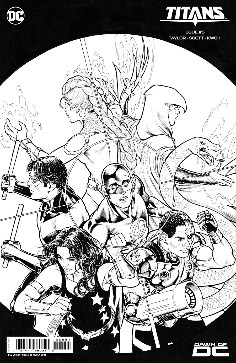 Titans Vol 4 #5 Cover G Incentive Nicola Scott Black & White Card Stock Variant Cover