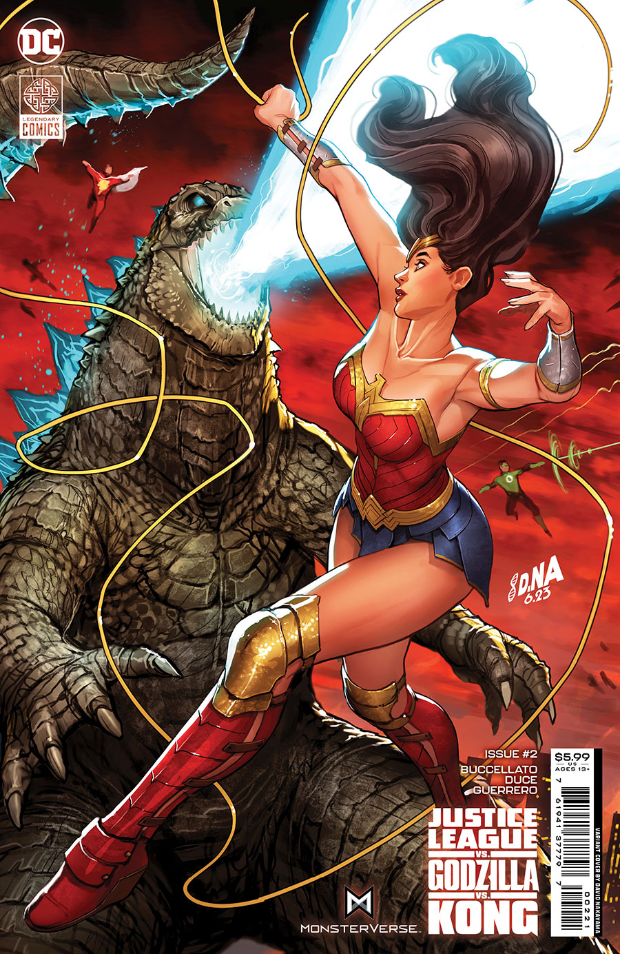 Justice League vs Godzilla vs Kong #2 Cover B Variant David Nakayama Wonder Woman Connecting Card Stock Cover