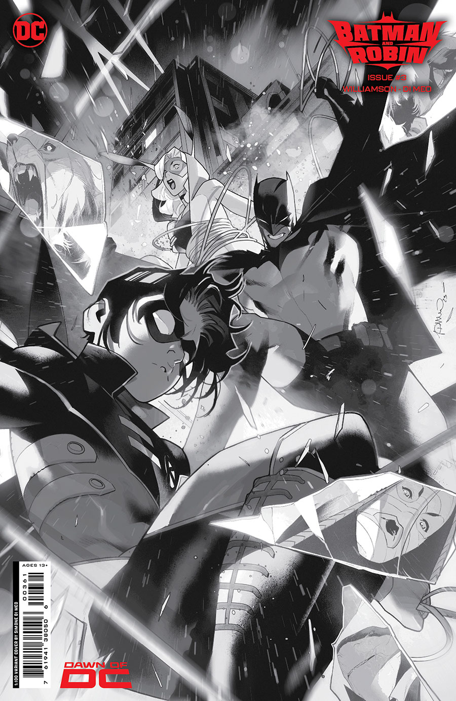 Batman And Robin Vol 3 #3 Cover G Incentive Simone Di Meo Black & White Card Stock Variant Cover