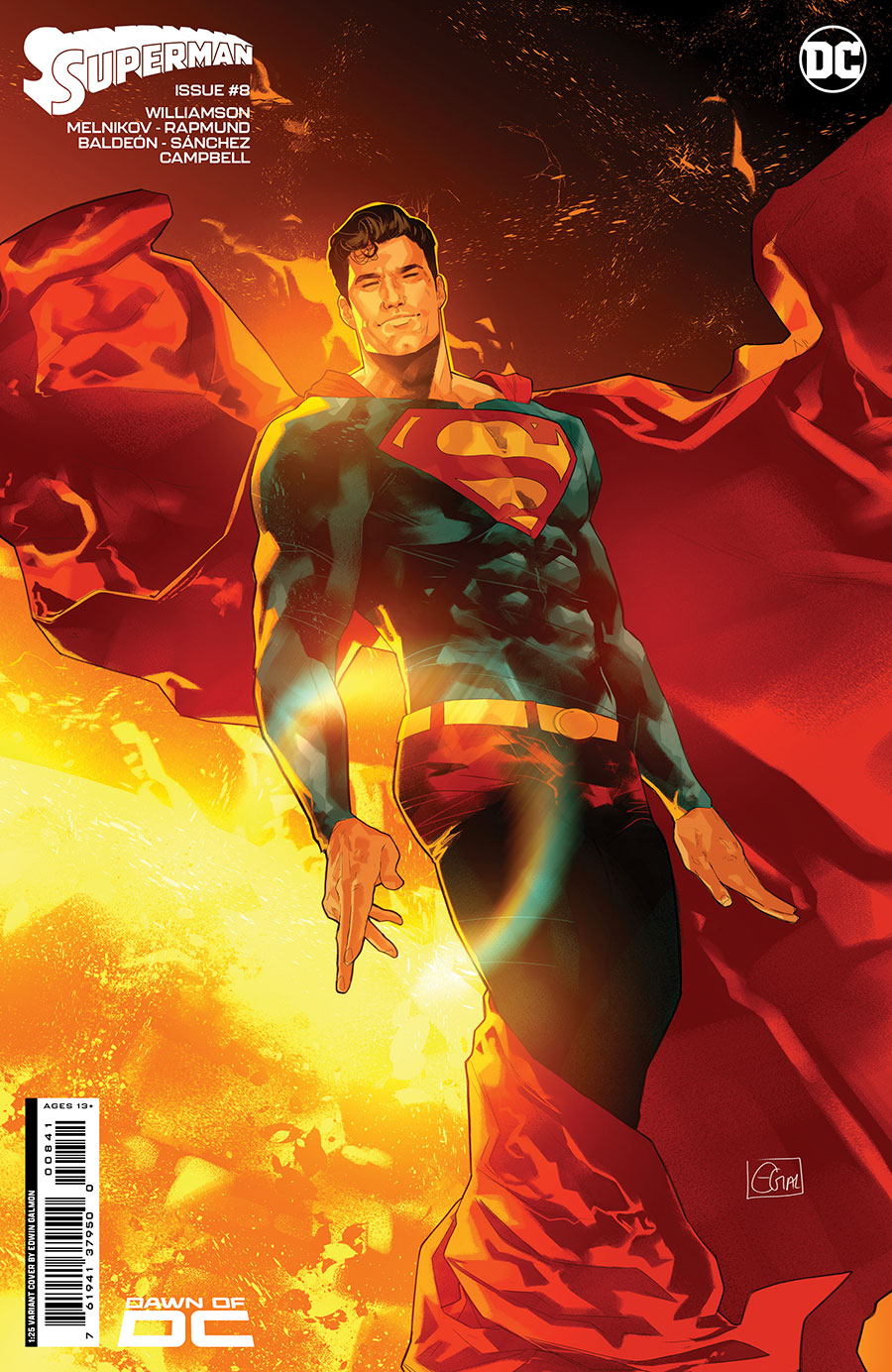 Superman Vol 7 #8 Cover F Incentive Edwin Galmon Card Stock Variant Cover