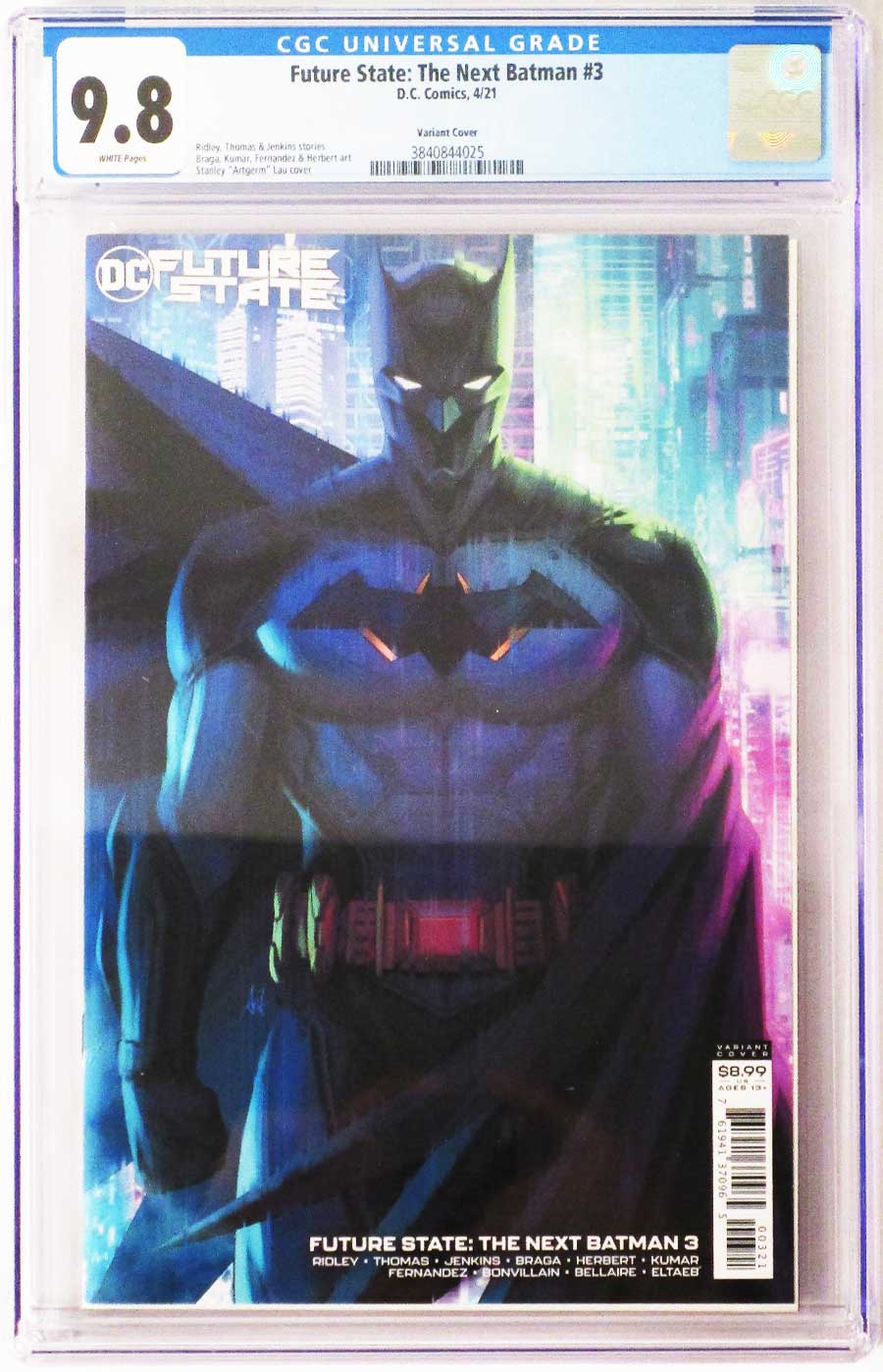 Future State The Next Batman #3 Cover C Variant Stanley Artgerm Lau Card Stock Cover CGC 9.8