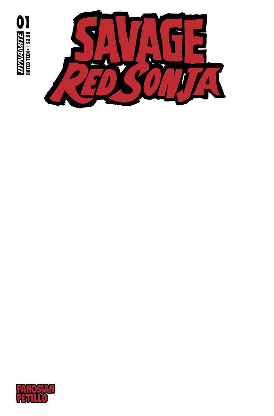 Savage Red Sonja #1 Cover E Variant Blank Authentix Cover