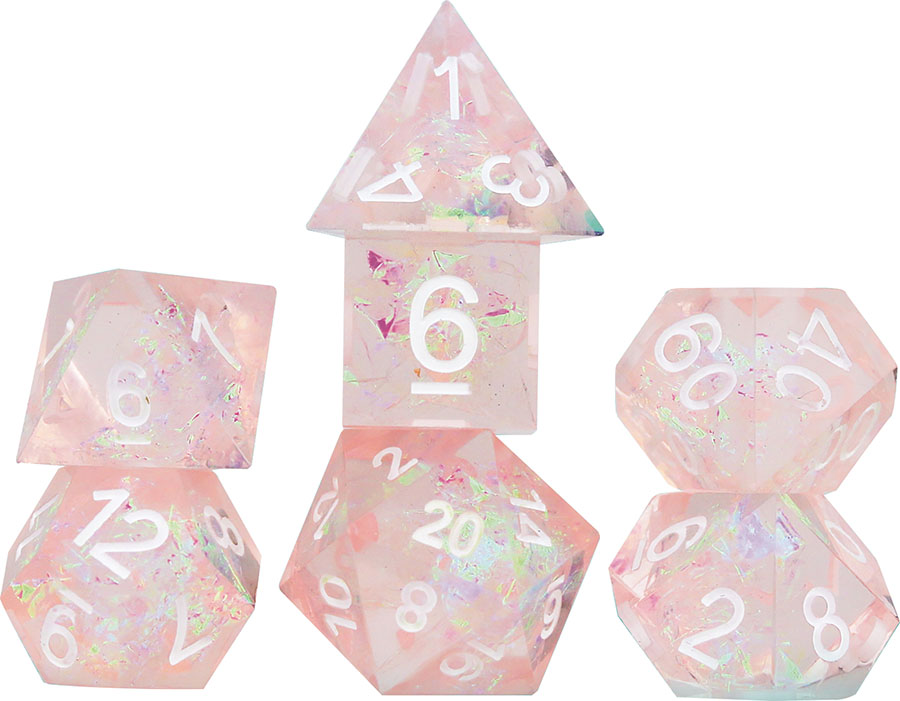 Fairy 7-Piece Sharp-Edged RPG Dice Set - Pink
