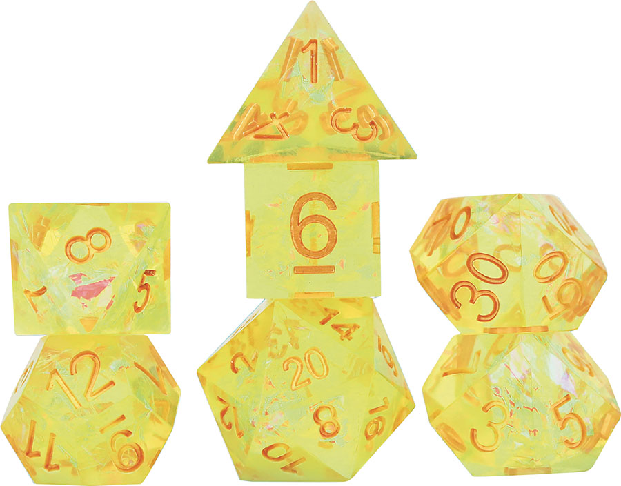 Fairy 7-Piece Sharp-Edged RPG Dice Set - Yellow