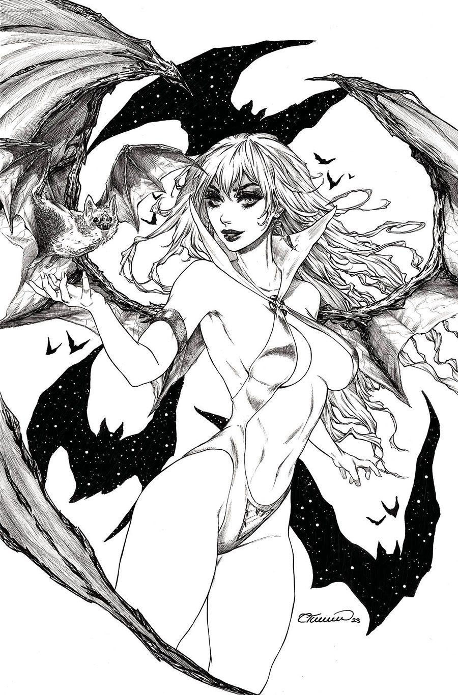Vampirella Dead Flowers #2 Cover J Incentive Collette Turner Line Art Virgin Cover