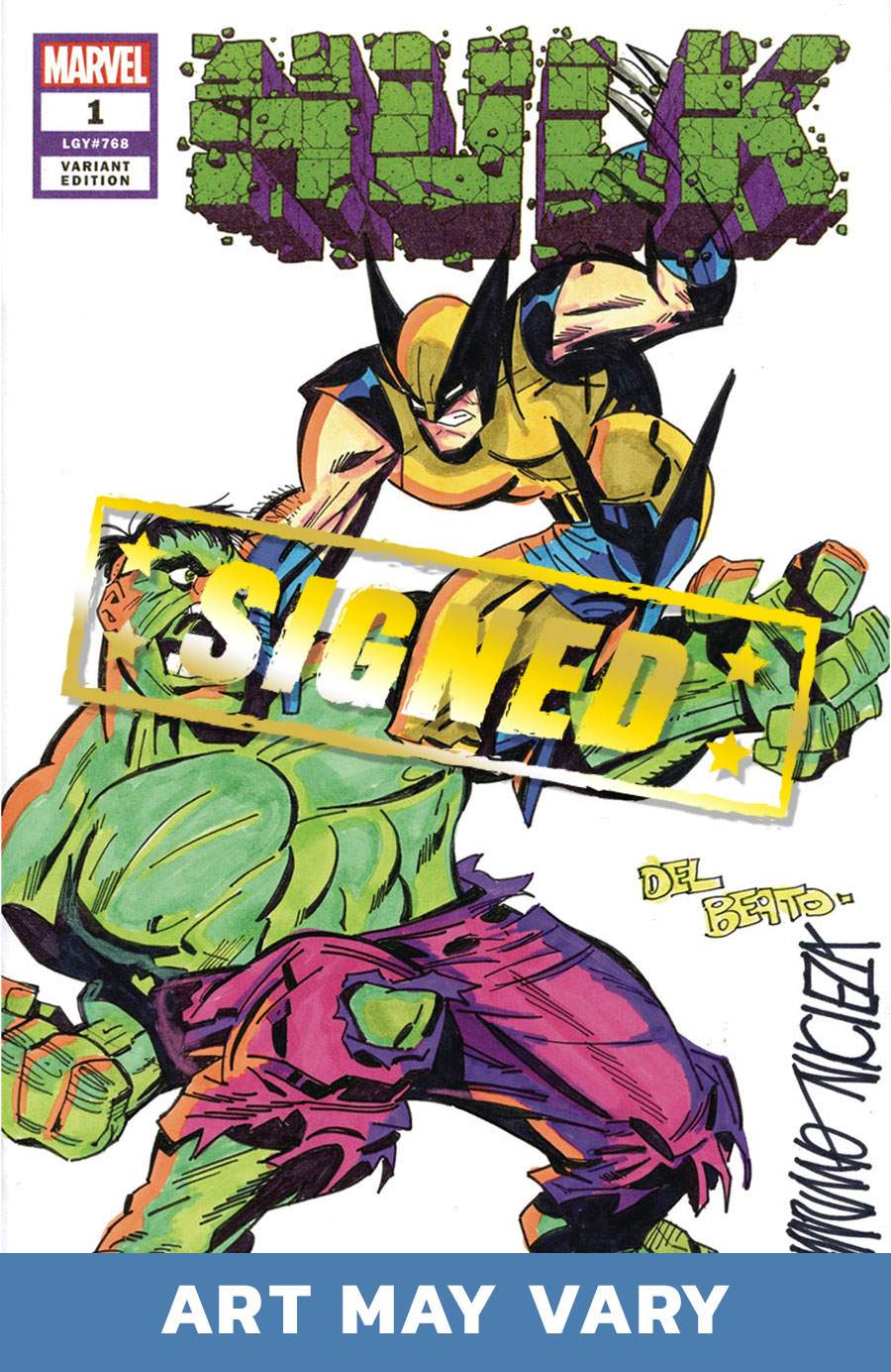 Marvel Comics Commissioned Cover Art Signed & Remarked By Mariano Nicieza & Joe Delbeato With A Hulk vs Wolverine Hand-Drawn Sketch
