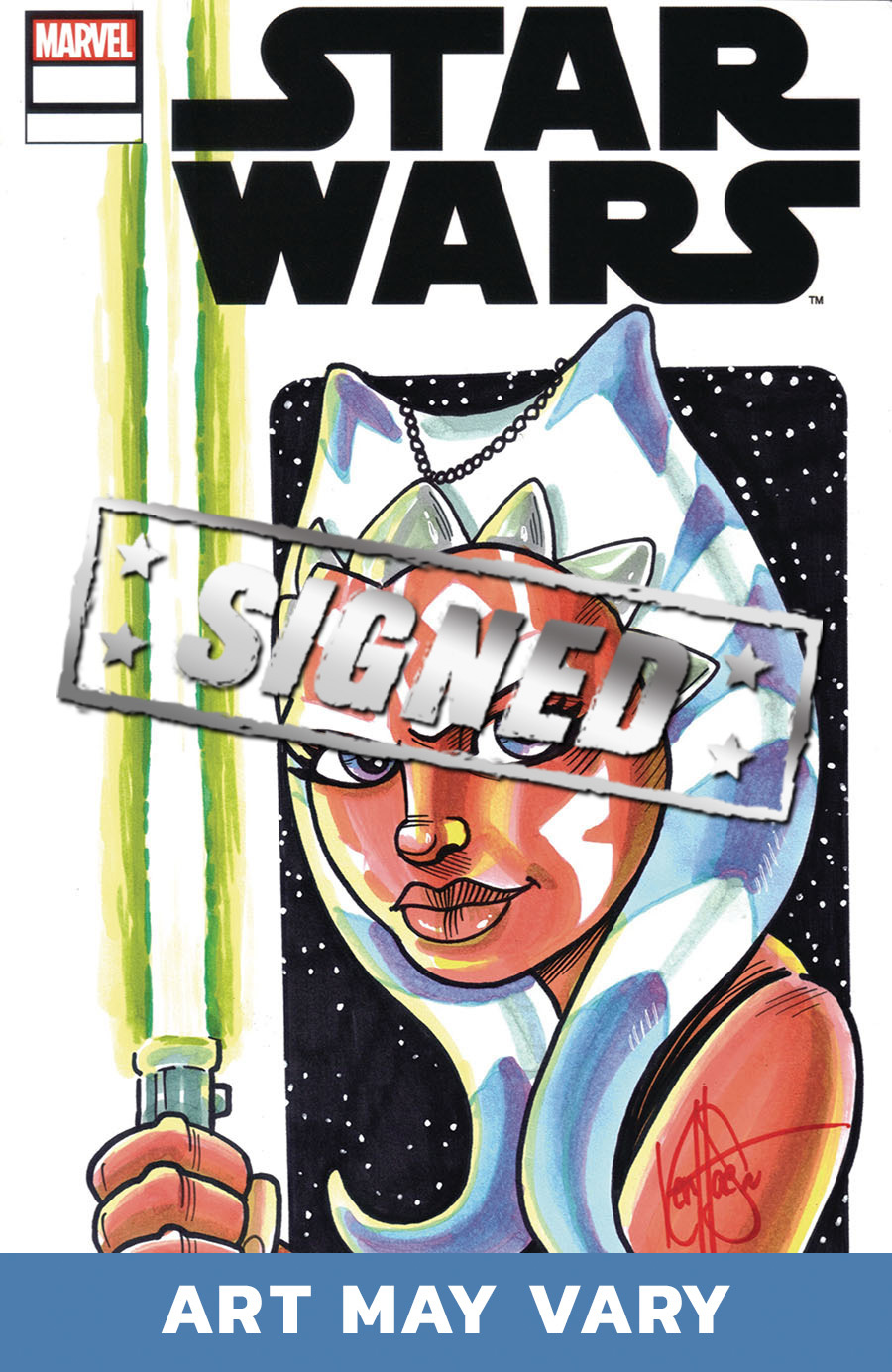 Marvel Star Wars Blank Variant Commissioned Cover Art Signed & Remarked By Ken Haeser Wth An Ahsoka Tano Hand-Drawn Sketch