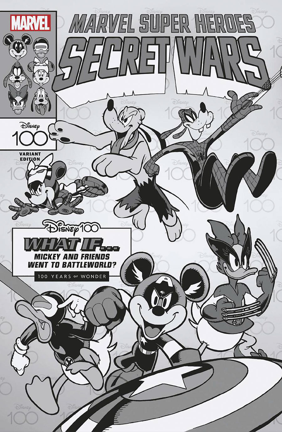 Amazing Spider-Man Vol 6 #37 Cover G Incentive Paolo De Lorenzi Disney100 Secret Wars Black & White Cover (Gang War First Strike Tie-In)